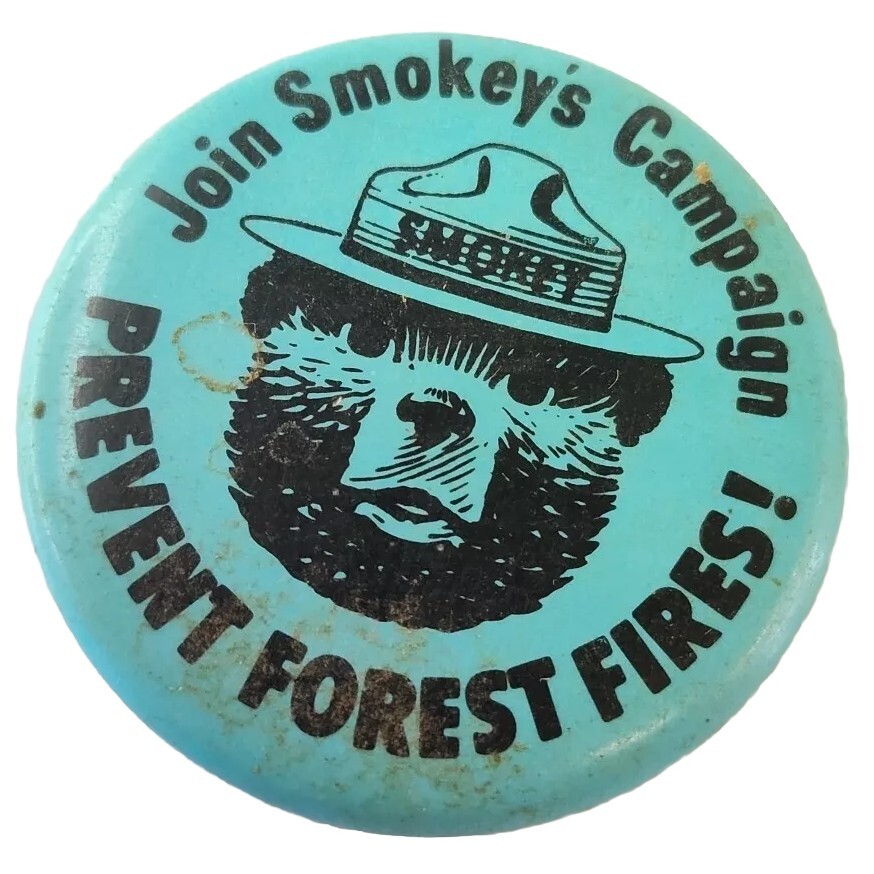 Smokey The Bear Prevent Forest Fires! Join Smokey’s Campaign Pin Button NOS New