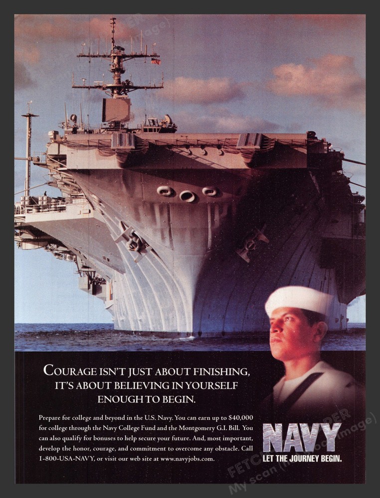 U.S. Navy Ship G.I. Bill 1990s Print Advertisement Ad 1999