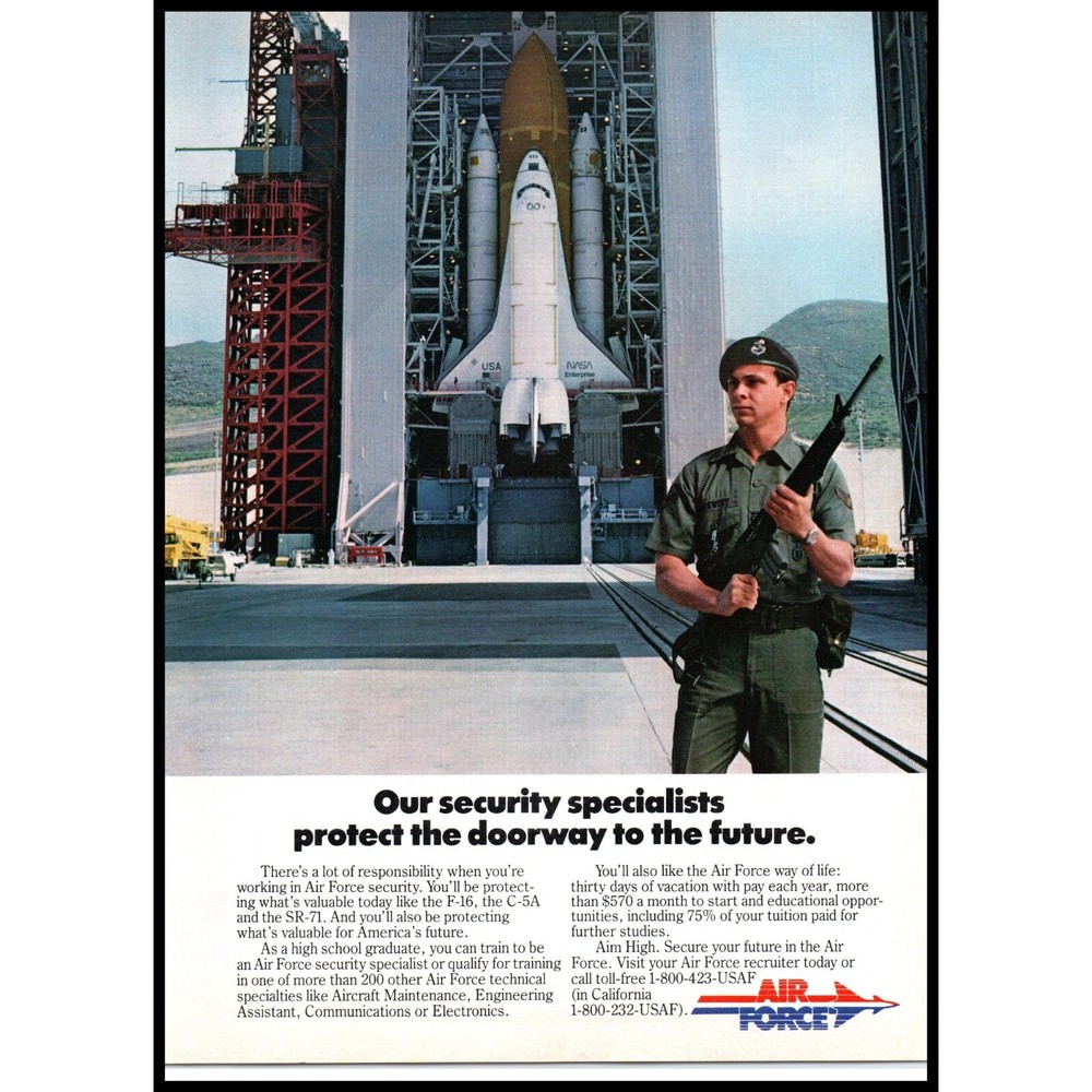 1985 US Air Force Recruiting Recruiter Vintage Print Ad NASA Space Shuttle USAF