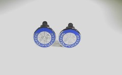 Vintage Silver Tone Clip On Earrings with United Nations Logo