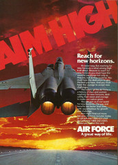 1983 US Air Force Fighter Jet Taking Off Aim High New Horizons vintage Print AD