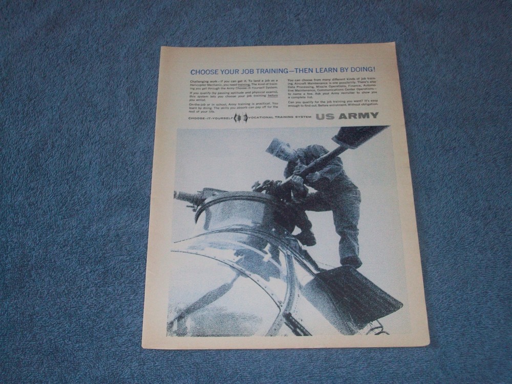 1961 US Army Vintage Recruiting Ad «Choose Your Job Training-The Learn by Doing»