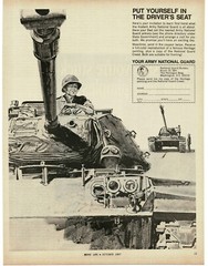 1967 ARMY National Guard recruiting Enlistment tank driver art Vintage Print Ad