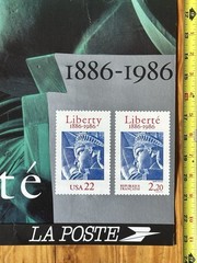 Original Statue of Liberty Centennial US Post Office La Poste PTT Stamp Poster