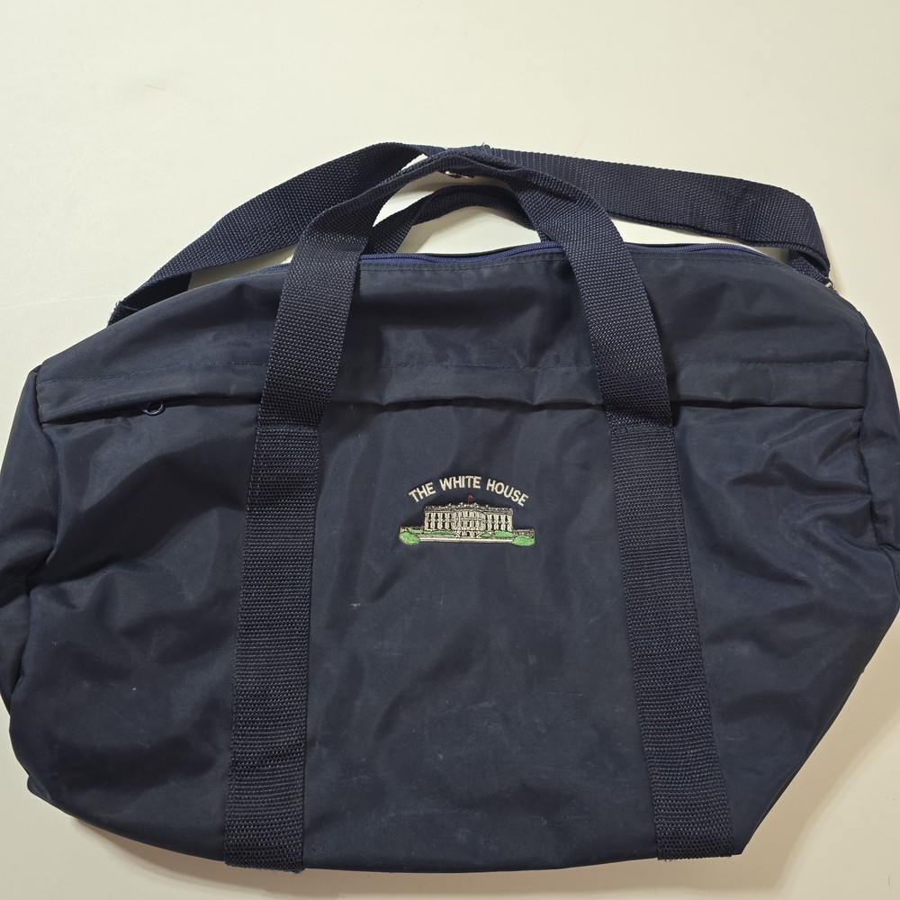 The White House Athletic Gym Bag Dark Blue Embroidered Logo
