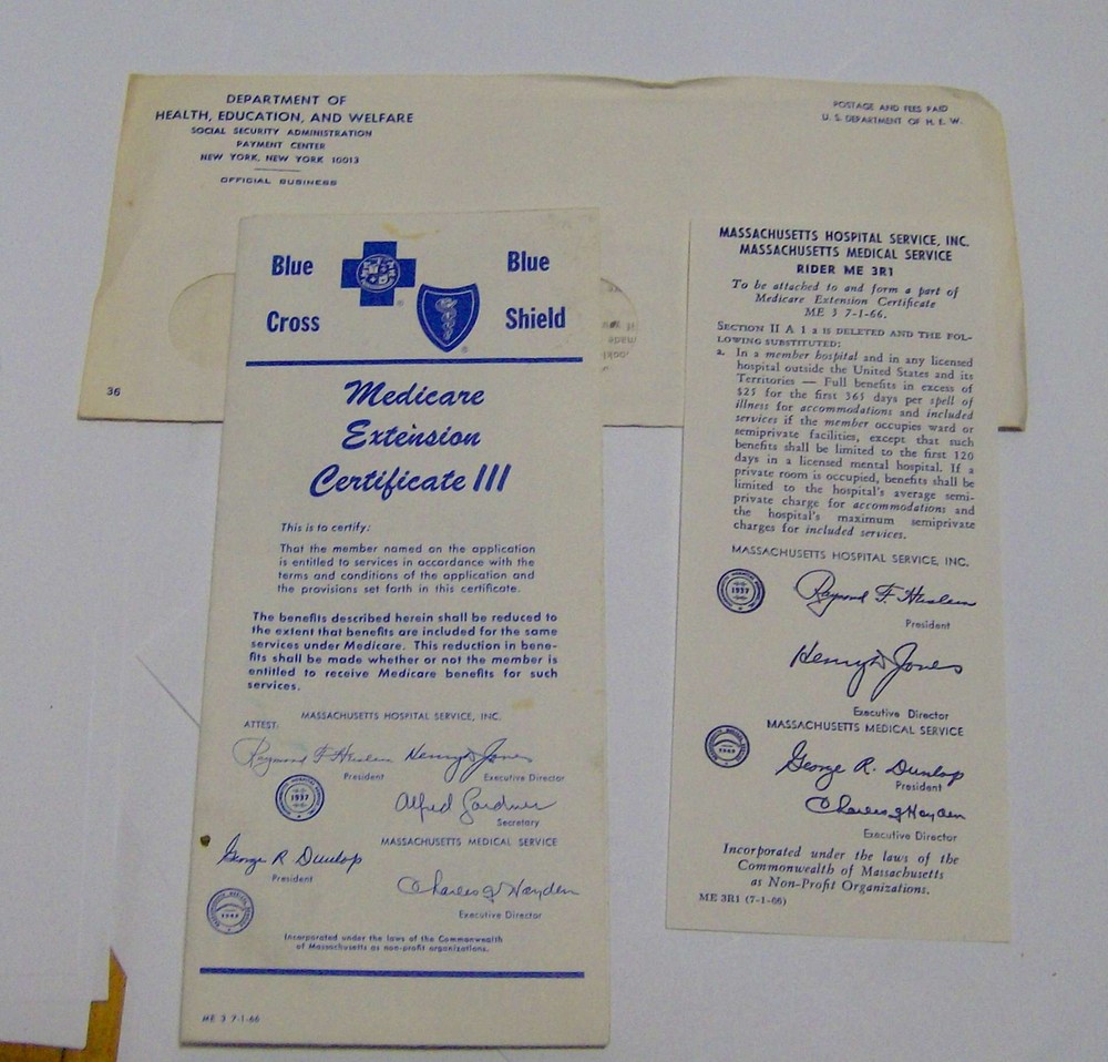 vintage 1960s MEDICARE EXTENSION III brochure BLUE CROSS shield healthcare govt