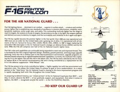 VTG General Dynamics F-16 Fighting Falcon Military Brochure National Guard