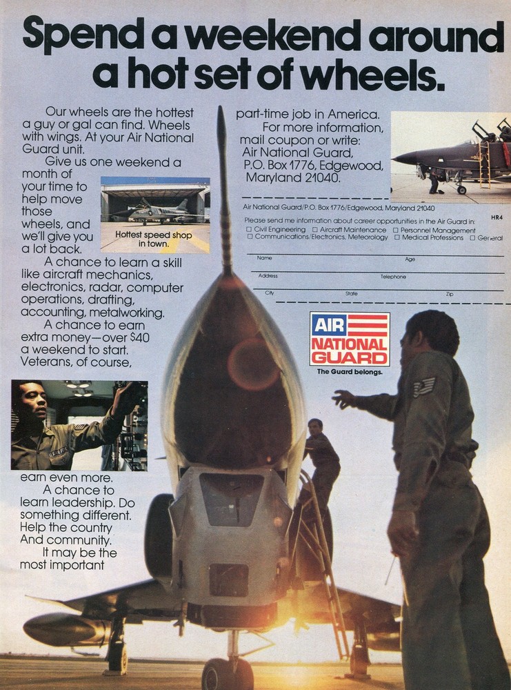 1974 Print Ad of Air National Guard Jet Aircraft A Hot Set of Wheels Recruiting