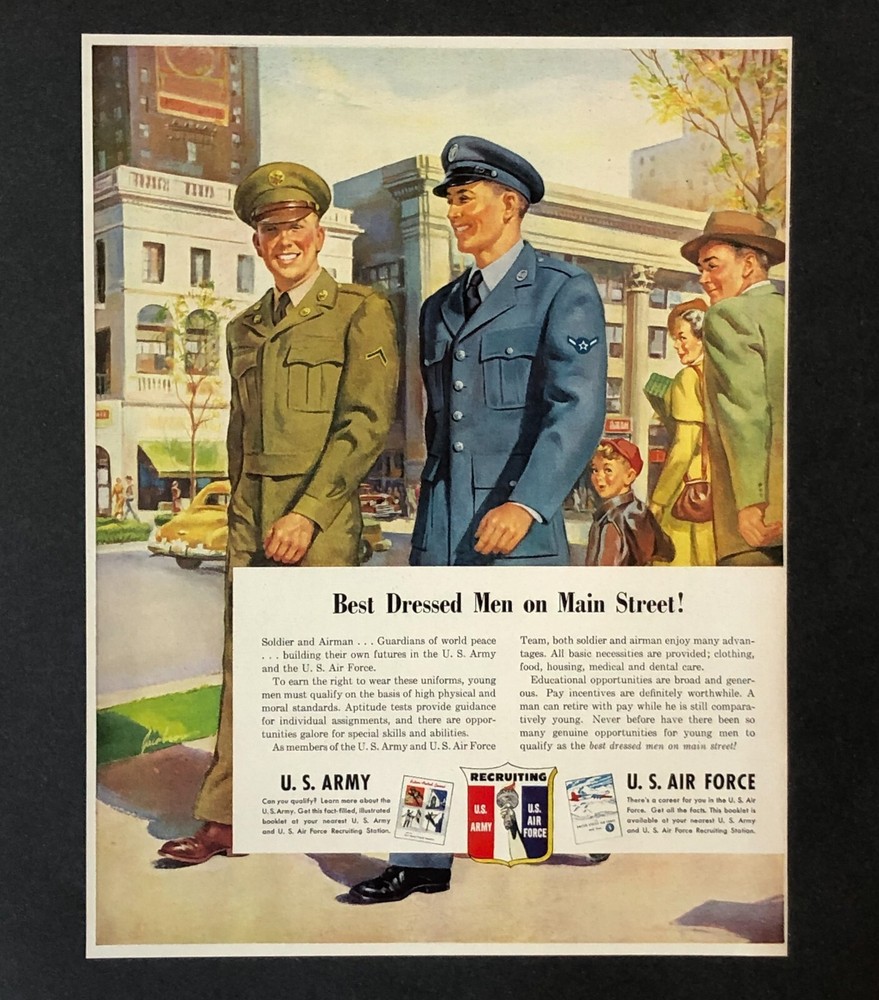 1950 US Military Recruitment Advertisement Army Air Force Uniform Vtg Print AD