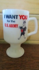 Vintage U.S. ARMY Recruiting I WANT YOU Milk Glass STEMMED COFFEE CUP – 1970’s