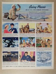 1949 US Air Force Aviation Cadet Officer Recruitment vintage print Ad