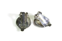 Vintage Silver Tone Clip On Earrings with United Nations Logo