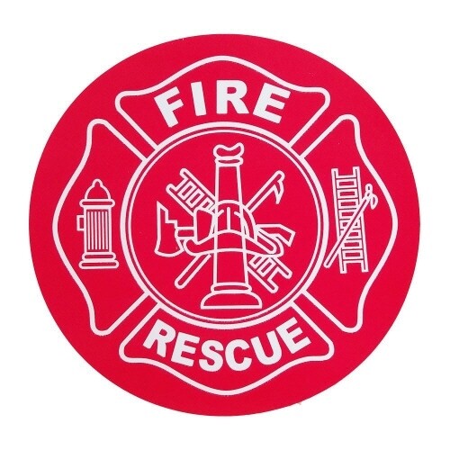 Firefighter Fire Rescue Decal Sticker «FIRE RESCUE» Round Maltese Get 6 Pieces
