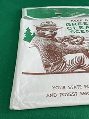 Original Plastic SMOKEY THE BEAR LITTER Bag 1960s GREEN CLEAN SCENE Trash Sack
