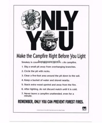 1999 SMOKEY THE BEAR US Forest Service Only You Vintage Print Ad