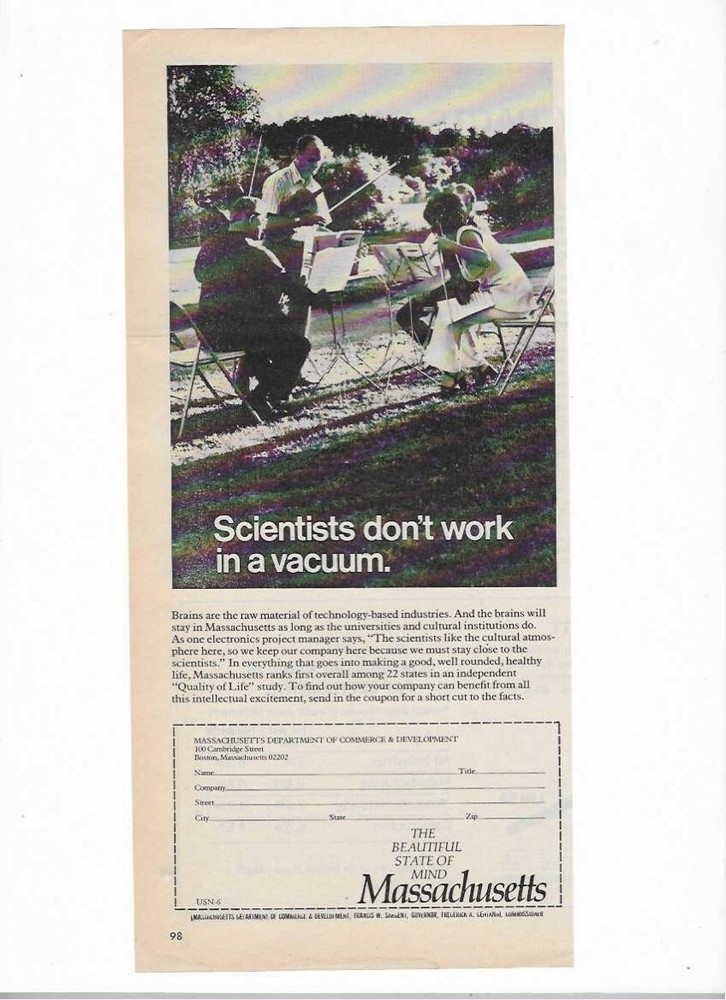 1973 Massachusetts Department of Commerce and Development Vintage Print Ad