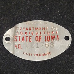 Lot of 3 Vintage Department of Agriculture State of Iowa Embossed Metal Tags L4