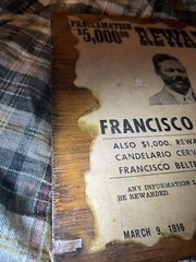 Fransico (Pancho ) Villa Poster 11”x8”-1915 Reward Wanted Sign Vtg