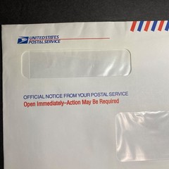 Vtg USPS Envelope First-Class Mail Window Postage United States Postal Service