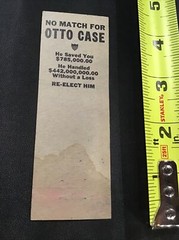Otto Case Democrat State Treasurer Election Matchbook Cover