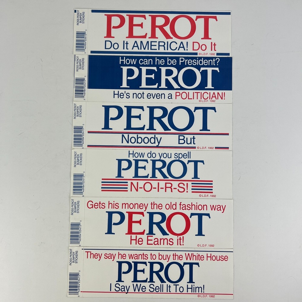 Ross Perot For President Unused Political Bumper 6 Sticker Lot RARE!