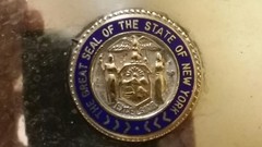 State of New York Silverplate Presentation Bowl Enamel Seal Vintage 6.125″ x 3″