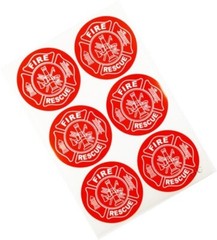 Firefighter Fire Rescue Decal Sticker «FIRE RESCUE» Round Maltese Get 6 Pieces