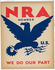 Original 1933 F D Roosevelt NRA National Recovery Administration Cardboard Sign