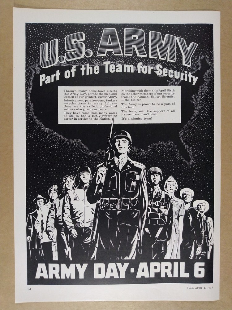 1949 US Army Day April 6 vintage print Ad