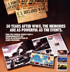 US Post Office WWII Stamps James Michener Booklet Vintage Print Ad 1991
