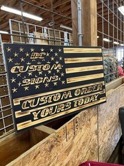 «Pledge of Allegiance» American Flag! 24″ X 16″ CNC Machined Rustic Wooden