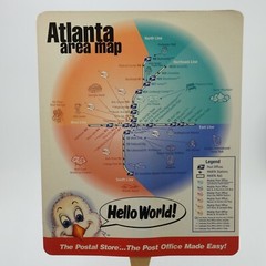 Vintage Advertising Paper Fan 1996 US Postal Service Atlanta GA Map Post Office