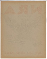Original 1933 F D Roosevelt NRA National Recovery Administration Cardboard Sign