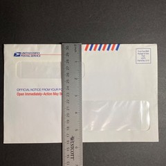 Vtg USPS Envelope First-Class Mail Window Postage United States Postal Service