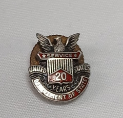 Sterling Silver Enameled USA Dept of State | 20 year Service Pin