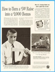 1960 US Series E Savings Bonds How to Turn a $5.00 Raise into a $1,000 Bonus Ad