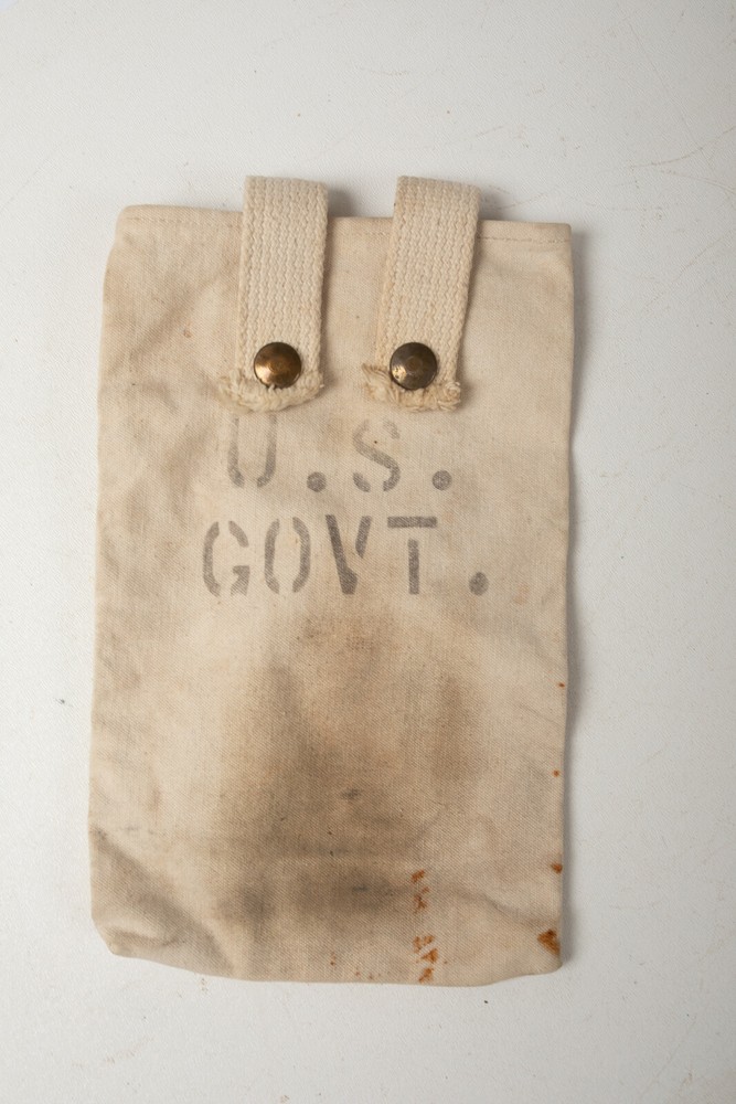 US Gov’t White Canvas Bag (P4L) w/2 Snap Handle Hangers 9×6 inches Government