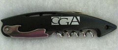 CGA Branded Promotional Multi Purpose Tool Corkscrew Opener Saw Slvertone Black
