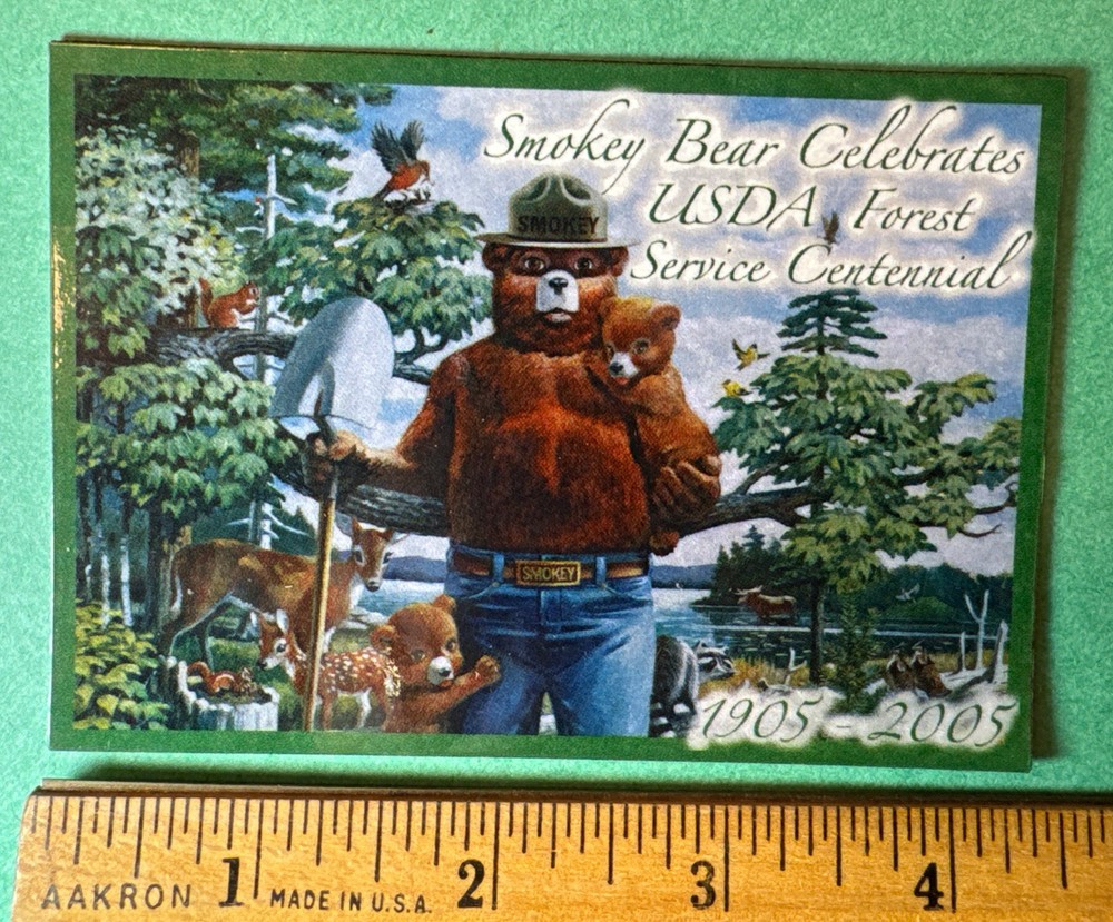 2005 Smokey The Bear Fridge Magnet USDA Forest Service 100 yrs 3″ x 4″ vintage