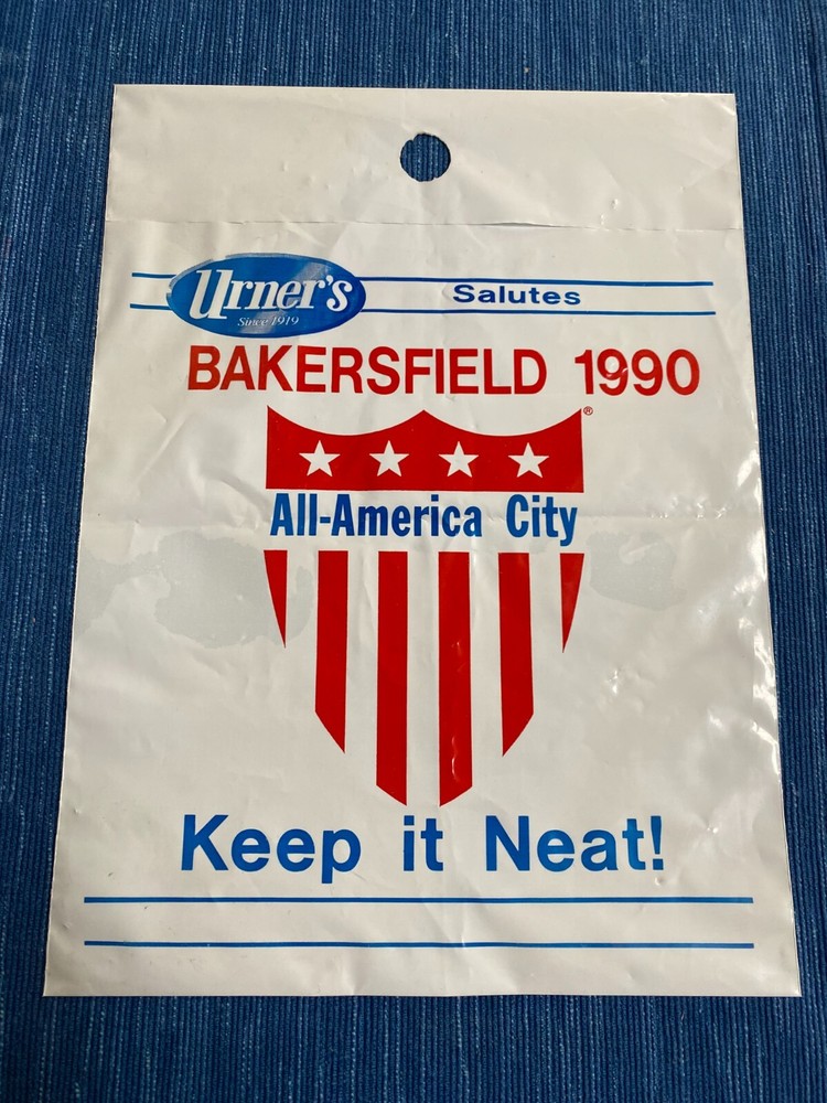 Vintage 1990 Bakersfield California All America City Car Litter Trash Bag 950A