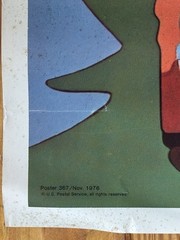 Vintage Original 1976 Christmas USPS Post Office Lobby Stamp Poster Santa Snow