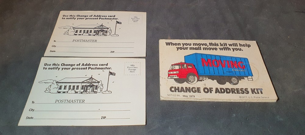 Rare United States Postal Service 1976 1970s- Change Of Address Kit & Extras