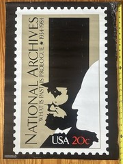 National Archives Vintage 1983 US Post Office Stamp Poster Lincoln Washington