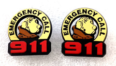 2 Vtg 1980s McGruff The Crime Dog Emergency 911 Lapel Pins NOS New