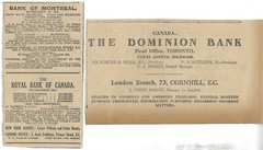 1915 THE DOMINION BANK OF CANADA, BANK OF MONTREAL, ROYAL BANK OF CA ORIGINAL AD