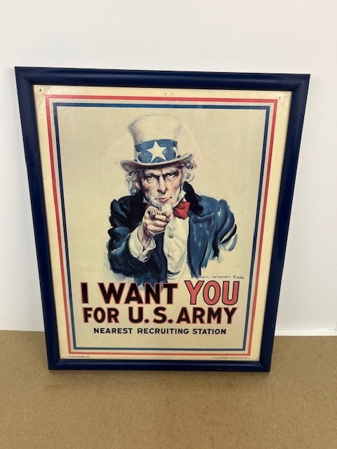 I Want you for US Army 1983 recruiting picture w/ Frame. Excellent Condition.