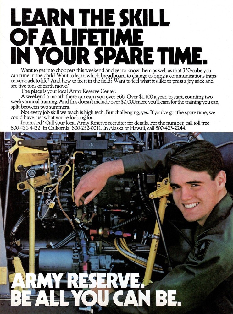 VINTAGE 1981 Army Reserve Learn Skills Print Ad