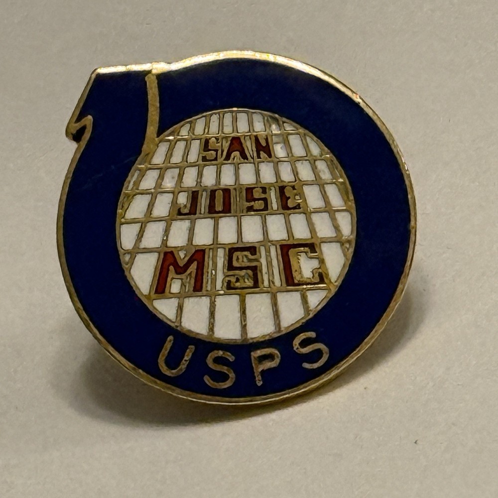 USPS San Jose MSC Blue Arrow & Grid Gold Tone United States Postal Service VTG