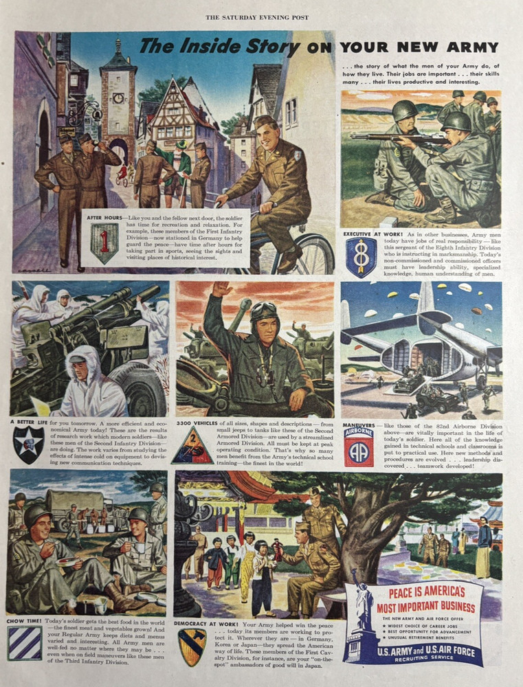 1949 U.S. Army Air Force Recruiting Service New Airborne Armored VTG Print Ad