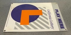 Vintage 1997 California Lottery PLAY HERE Large Retail Display Sign (23.5″x18″)